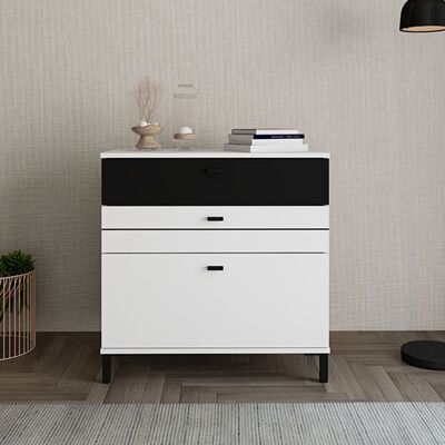 DMORA Credenza Diani, Madia Un Ripiano, 3 Cassetti, 3 Vani, 77x35x78h Cm Bianco DMORA Credenza Diani, Madia Un Ripiano, 3 Cassetti, 3 Vani, 77x35x78h Cm Bianco