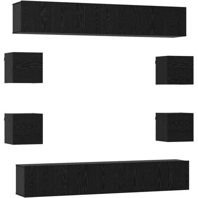 VIDAXL Set Mobile Tv 10 Pz Rovere Nero Legno Ingegnerizzato VIDAXL Set Mobile Tv 10 Pz Rovere Nero Legno Ingegnerizzato