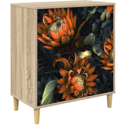 VIDAXL Cassettiera Lochem Stampa Arancione 66 X 36,5 X 75 Cm Sonoma VIDAXL Cassettiera Lochem Stampa Arancione 66 X 36,5 X 75 Cm Sonoma