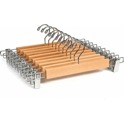 DPZO Set Di 10 Grucce In Legno Naturale, 36 Cm – Per Pantaloni, Gonne, Calze, Biancheria Intima, Grucce Antiscivolo Con Clip DPZO Set Di 10 Grucce In Legno Naturale, 36 Cm – Per Pantaloni, Gonne, Calze, Biancheria Intima, Grucce Antiscivolo Con Clip