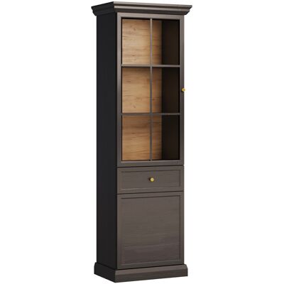 PETITS-MEUBLES Toja Vetrina A 2 Ante E 1 Cassetto Legno Antracite PETITS-MEUBLES Toja Vetrina A 2 Ante E 1 Cassetto Legno Antracite