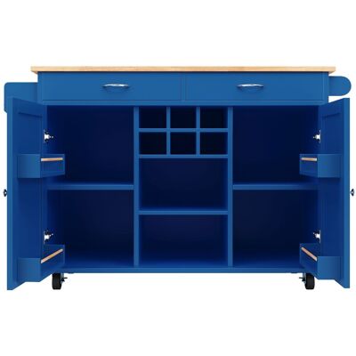 ELVMI Carrello Da Cucina Con Ripiani Regolabili Portabottiglie E Ruote Per Cucina In Mdf Blu 102 X 45 X 92 Cm ELVMI Carrello Da Cucina Con Ripiani Regolabili Portabottiglie E Ruote Per Cucina In Mdf Blu 102 X 45 X 92 Cm