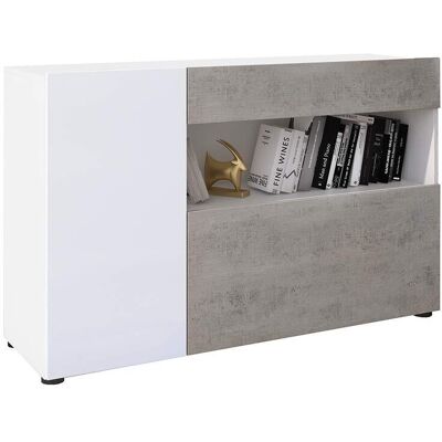 BRICOZONE Credenza Moderna Madia Mobile Contenitore In Melaminico Con 2 Ante 1 Cassetto E Ripiani Interni Design Minimal Senza Maniglie Soggiorno Salotto Ingresso 130 X 81 X 41 Cm Bianco E Grigio Cemento BRICOZONE Credenza Moderna Madia Mobile Contenitore In Melaminico Con 2 Ante 1 Cassetto E Ripiani Interni Design Minimal Senza Maniglie Soggiorno Salotto Ingresso 130 X 81 X 41 Cm Bianco E Grigio Cemento