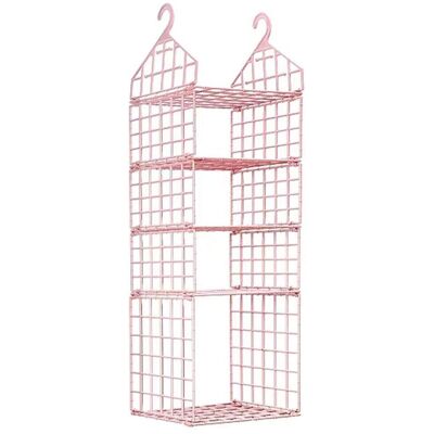 KZQ Organizzatore Per Armadio Pieghevole Con 5 Scomparti In Rete, Ripiano Sospeso Per Vestiti, Scarpe E Borse, Rosa - KZQ Organizzatore Per Armadio Pieghevole Con 5 Scomparti In Rete, Ripiano Sospeso Per Vestiti, Scarpe E Borse, Rosa -