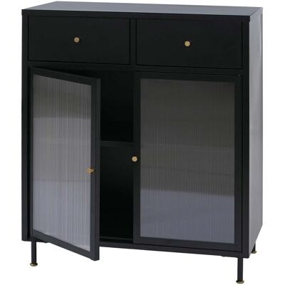 DÉCOSHOP26 Cassettiera In Metallo Nero In Stile Industriale Con Ante In Vetro Scanalato 2 Cassetti E Ripiano Regolabile 96x80x40 Cm 040008874 DÉCOSHOP26 Cassettiera In Metallo Nero In Stile Industriale Con Ante In Vetro Scanalato 2 Cassetti E Ripiano Regolabile 96x80x40 Cm 040008874