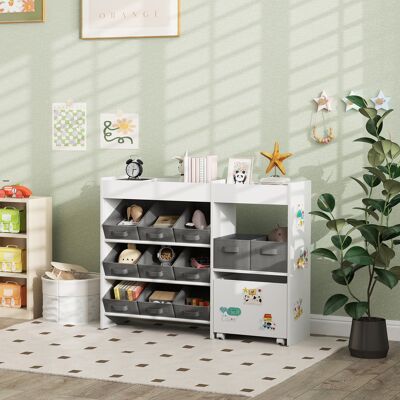 PZCC Organizzatore Per Bambini Con 11 Cestini, Scomparti E Fogli Adesivi Rimovibili, 105x30x80 Cm, Bianco PZCC Organizzatore Per Bambini Con 11 Cestini, Scomparti E Fogli Adesivi Rimovibili, 105x30x80 Cm, Bianco