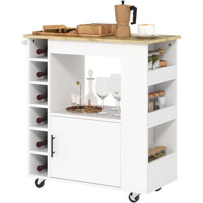 TORMATOR Carrello Da Cucina Con Ruote, Ripiani, Armadietto E Portabottiglie, 83x40x83 Cm, Rovere TORMATOR Carrello Da Cucina Con Ruote, Ripiani, Armadietto E Portabottiglie, 83x40x83 Cm, Rovere