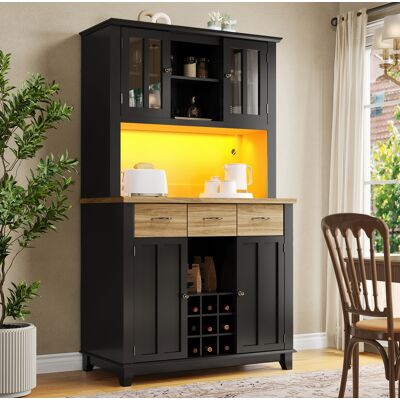 OKMYHOME Mobile Credenza 106x40x179,5 Con Led Portabottiglie OKMYHOME Mobile Credenza 106x40x179,5 Con Led Portabottiglie