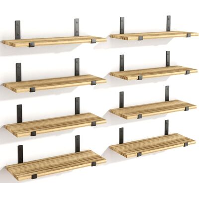 BAKAJI Set 8 Mensole Da Parete In Legno Rovere Staffe Nero Scaffalatura Da Muro 40x15cm BAKAJI Set 8 Mensole Da Parete In Legno Rovere Staffe Nero Scaffalatura Da Muro 40x15cm