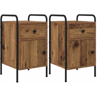 VIDAXL Armadio Da Notte 2 Pz Legno Antico 35 X 36,5 X 61 Cm VIDAXL Armadio Da Notte 2 Pz Legno Antico 35 X 36,5 X 61 Cm