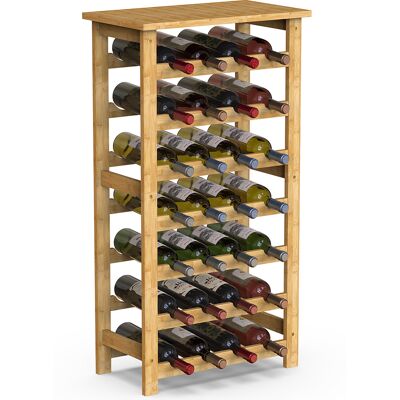 GIORDANOSHOP Cantinetta Portavino Con 28 Scomparti Portabottiglie In Legno Bambù Colore Naturale GIORDANOSHOP Cantinetta Portavino Con 28 Scomparti Portabottiglie In Legno Bambù Colore Naturale