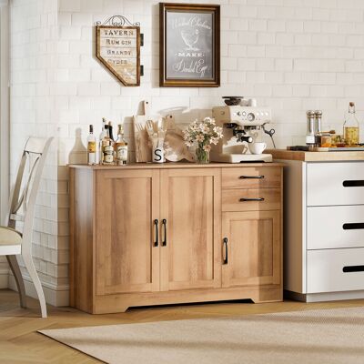 PZCC Credenza Cucina, Mobile Cucina Con 2 Cassetti, 2 Armadietti, Credenza Buffet Con Ante Chiusura Soft-close, Ripiani Regolabili, Per Salotto Sala Da Pranzo Soggiorno, 120x38x79 Cm, Rovere PZCC Credenza Cucina, Mobile Cucina Con 2 Cassetti, 2 Armadietti, Credenza Buffet Con Ante Chiusura Soft-close, Ripiani Regolabili, Per Salotto Sala Da Pranzo Soggiorno, 120x38x79 Cm, Rovere