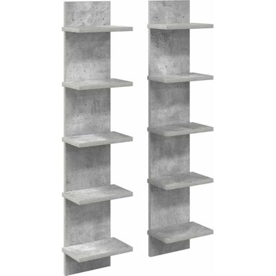 VIDAXL Scaffale Da Parete 2 Pz Grigio Cemento 22 X 15 X 100 Cm VIDAXL Scaffale Da Parete 2 Pz Grigio Cemento 22 X 15 X 100 Cm