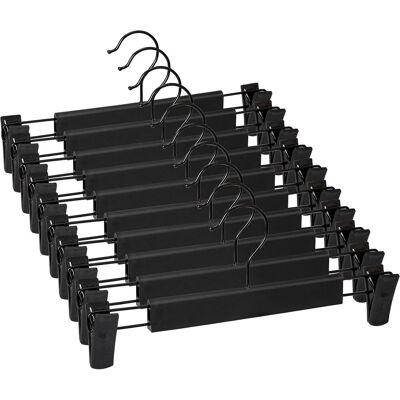 OEM Set Di 10 Grucce Con Clip Regolabili Antiscivolo, Salvaspazio, Per Appendere Pantaloni, Calze, Gonne, Cappotti, Nere OEM Set Di 10 Grucce Con Clip Regolabili Antiscivolo, Salvaspazio, Per Appendere Pantaloni, Calze, Gonne, Cappotti, Nere
