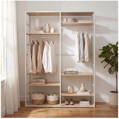 MOB-IN Appendiabiti Legno Metallo Bianco 120x180cm Ripiani Scala MOB-IN Appendiabiti Legno Metallo Bianco 120x180cm Ripiani Scala