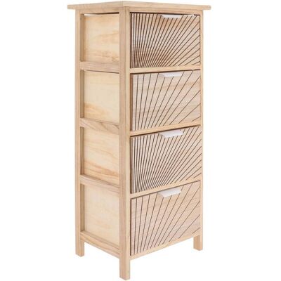 TENDANCE Mobile In Pioppo Paulownia Mdf Con 4 Cassetti E Maniglie In Metallo Sonora - Naturale - TENDANCE Mobile In Pioppo Paulownia Mdf Con 4 Cassetti E Maniglie In Metallo Sonora - Naturale -