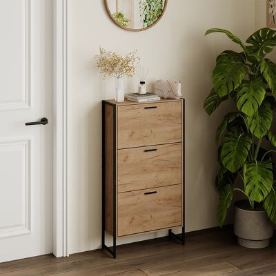 Vicco Scarpiera Da Ingresso Folda, Rovere Goldkraft/nero, 63 X 119 Cm Con 3 Scomparti Ribaltabili, Vicco Scarpiera Da Ingresso Folda, Rovere Goldkraft/nero, 63 X 119 Cm Con 3 Scomparti Ribaltabili,