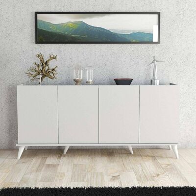 DMORA Credenza Paine, Madia 2 Ripiani, 4 Ante, 6 Vani, 180x45x81h Cm Bianco DMORA Credenza Paine, Madia 2 Ripiani, 4 Ante, 6 Vani, 180x45x81h Cm Bianco