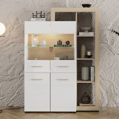 DMORA Vetrina Niel, Mobile Espositore 3 Ripiani, 4 Ante, Con Piedini, Anta E Ripiano Dettaglio Vetro, 113x35x157h Cm Marrone Rovere DMORA Vetrina Niel, Mobile Espositore 3 Ripiani, 4 Ante, Con Piedini, Anta E Ripiano Dettaglio Vetro, 113x35x157h Cm Marrone Rovere