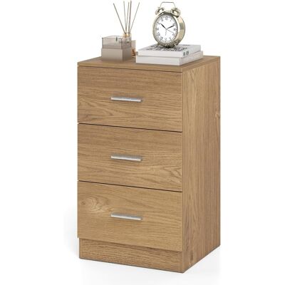 COSTWAY Comodino A 3 Cassetti 66 X 38 X 35 Cm, Tavolino Moderno In Legno,naturale COSTWAY Comodino A 3 Cassetti 66 X 38 X 35 Cm, Tavolino Moderno In Legno,naturale