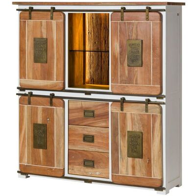 Massivmoebel24 Credenza Mango / Legno Riciclato Bianco Laccato 150x45x160 (bxtxh) Montato Railway Lux 520 Massivmoebel24 Credenza Mango / Legno Riciclato Bianco Laccato 150x45x160 (bxtxh) Montato Railway Lux 520
