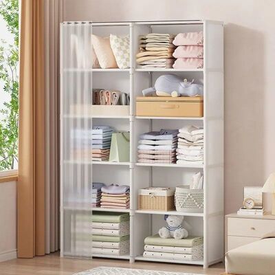 TREETALK Armadio Aperto Con Spazio Contenitivo Per La Camera Da Letto, Armadio Portatile – Bianco, 6 Ripiani, 2 File TREETALK Armadio Aperto Con Spazio Contenitivo Per La Camera Da Letto, Armadio Portatile – Bianco, 6 Ripiani, 2 File