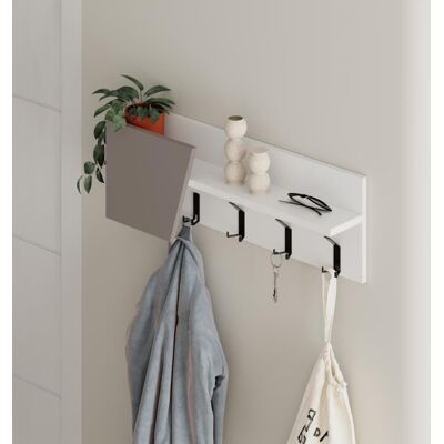 GIORDANOSHOP Mensola Appendiabiti Da Parete 74x15,7x26 Cm Attaccapanni Bianco E Beige Chiaro GIORDANOSHOP Mensola Appendiabiti Da Parete 74x15,7x26 Cm Attaccapanni Bianco E Beige Chiaro
