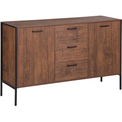 BELIANI Credenza Color Legno Scuro E Nero Tifton BELIANI Credenza Color Legno Scuro E Nero Tifton