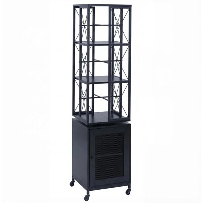 DÉCOSHOP26 Libreria Girevole In Stile Industriale Con Anta A 360° Su Ruote 162x40x42 Cm Realizzata In Metallo E Mdf Nero 040008775 DÉCOSHOP26 Libreria Girevole In Stile Industriale Con Anta A 360° Su Ruote 162x40x42 Cm Realizzata In Metallo E Mdf Nero 040008775