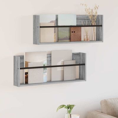 VIDAXL Scaffale Per Riviste 2 Pcs Grigio Sonoma 80 X 12 X 30 Cm VIDAXL Scaffale Per Riviste 2 Pcs Grigio Sonoma 80 X 12 X 30 Cm