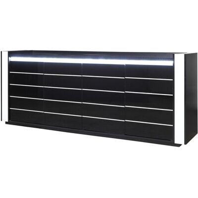 MEUBLORAMA Credenza Buffet Lina Nero E Bianco Con Led - 4 Porte MEUBLORAMA Credenza Buffet Lina Nero E Bianco Con Led - 4 Porte
