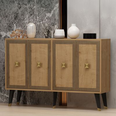 DMORA Credenza Luino, Madia 2 Ripiani, 4 Vani, 4 Ante, 120x30x80h Cm Marrone Rovere DMORA Credenza Luino, Madia 2 Ripiani, 4 Vani, 4 Ante, 120x30x80h Cm Marrone Rovere