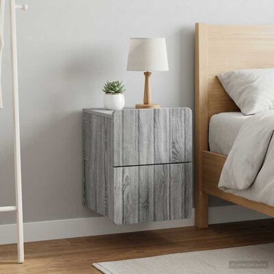 VIDAXL Mobiletto Da Notte A Muro 2 Pz Grigio Sonoma 33 X 34,5 X 43 Cm VIDAXL Mobiletto Da Notte A Muro 2 Pz Grigio Sonoma 33 X 34,5 X 43 Cm