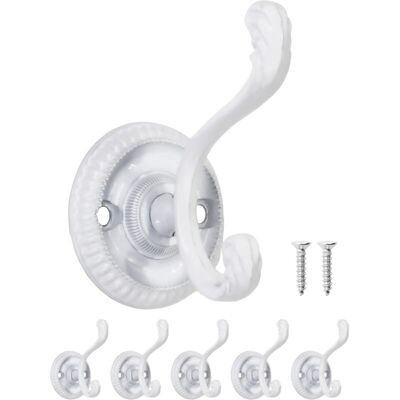 XISRENS Set Di 5 Ganci Da Parete Antichi, In Ferro, Dal Design Retrò, Di Colore Bianco. XISRENS Set Di 5 Ganci Da Parete Antichi, In Ferro, Dal Design Retrò, Di Colore Bianco.