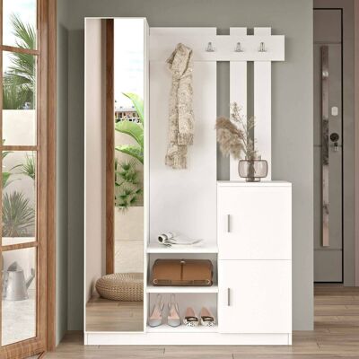 DMORA Mobile Da Ingresso Fernand, 16-18 Paia, 2 Ripiani, Appendiabiti, 114x35x180h Cm Bianco DMORA Mobile Da Ingresso Fernand, 16-18 Paia, 2 Ripiani, Appendiabiti, 114x35x180h Cm Bianco