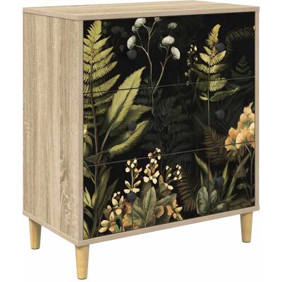 VIDAXL Cassettiera Rhenen Stampa Tropicale 66 X 36,5 X 75 Cm Sonoma VIDAXL Cassettiera Rhenen Stampa Tropicale 66 X 36,5 X 75 Cm Sonoma