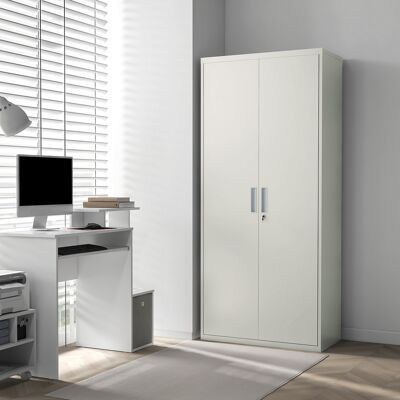 PZCC Armadio Ufficio A 5 Livelli Con 4 Ripiani Regolabili, Armadio In Metallo Portadocumenti Con 2 Ante, Serratura E 2 Chiavi, 80x40x180 Cm, Bianco PZCC Armadio Ufficio A 5 Livelli Con 4 Ripiani Regolabili, Armadio In Metallo Portadocumenti Con 2 Ante, Serratura E 2 Chiavi, 80x40x180 Cm, Bianco