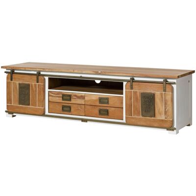 Massivmoebel24 Mobile Tv Mango Bianco Laccato 200x55x55 (bxtxh) Montato Railway 314 Massivmoebel24 Mobile Tv Mango Bianco Laccato 200x55x55 (bxtxh) Montato Railway 314