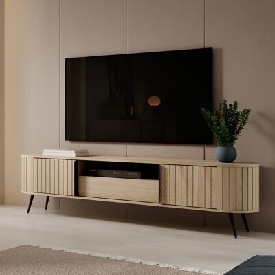 DMORA Credenza Hanotofa, Madia Un Cassetto, 2 Ripiani, Apertura Battente, Scorrevole, 196x40x51h Cm Marrone Rovere DMORA Credenza Hanotofa, Madia Un Cassetto, 2 Ripiani, Apertura Battente, Scorrevole, 196x40x51h Cm Marrone Rovere