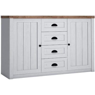 PETITS-MEUBLES Buffet 2 Ante 4 Cassetti Léandre Bianco E Marrone 87,3cm PETITS-MEUBLES Buffet 2 Ante 4 Cassetti Léandre Bianco E Marrone 87,3cm