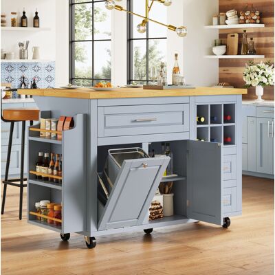 COVREO Carrello Da Cucina 143x45x91 Cm Blu In Mdf Con Piano Pieghevole, Cassetti, Portabottiglie Estraibile E Ruote COVREO Carrello Da Cucina 143x45x91 Cm Blu In Mdf Con Piano Pieghevole, Cassetti, Portabottiglie Estraibile E Ruote
