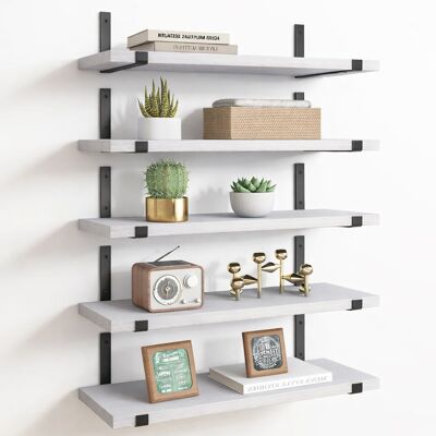 BAKAJI Set 5 Mensole Da Parete Bianco Scaffali Da Muro Con Staffe In Metallo 40x12 Cm BAKAJI Set 5 Mensole Da Parete Bianco Scaffali Da Muro Con Staffe In Metallo 40x12 Cm