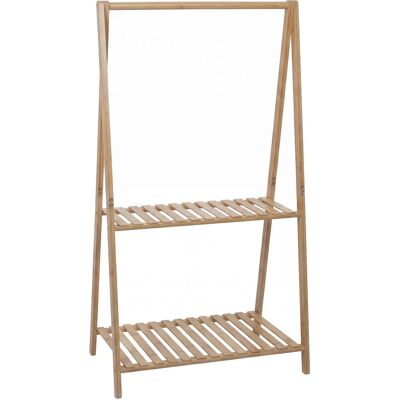 HHG Appendiabiti Aperto In Bambù -367, Guardaroba, Portaoggetti, Scarpiera, Con Asta E 2 Ripiani, 130x70x44 Cm, Naturale HHG Appendiabiti Aperto In Bambù -367, Guardaroba, Portaoggetti, Scarpiera, Con Asta E 2 Ripiani, 130x70x44 Cm, Naturale