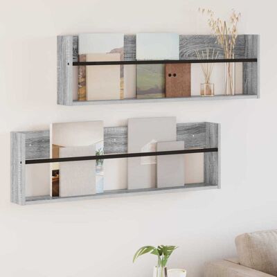VIDAXL Scaffale Per Riviste 2 Pcs Grigio Sonoma 100 X 12 X 30 Cm VIDAXL Scaffale Per Riviste 2 Pcs Grigio Sonoma 100 X 12 X 30 Cm