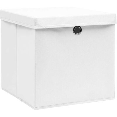 VIDAXL Scatole Con Coperchi 10pz Bianche 32x32x32 Cm Tessuto - VIDAXL Scatole Con Coperchi 10pz Bianche 32x32x32 Cm Tessuto -