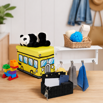 NORTHIX Set Di Contenitori Da Parete In Bambù (3 Pezzi) - Mensola A Muro Con Ganci, Panca Portagiochi Pieghevole E Cestino In Vimini Da Appendere NORTHIX Set Di Contenitori Da Parete In Bambù (3 Pezzi) - Mensola A Muro Con Ganci, Panca Portagiochi Pieghevole E Cestino In Vimini Da Appendere