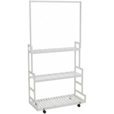 HHG Appendiabiti Aperto In Bambù -376, Guardaroba, Portaoggetti, Scarpiera, Con Asta E 3 Ripiani, 175x93x38 Cm, Bianco HHG Appendiabiti Aperto In Bambù -376, Guardaroba, Portaoggetti, Scarpiera, Con Asta E 3 Ripiani, 175x93x38 Cm, Bianco