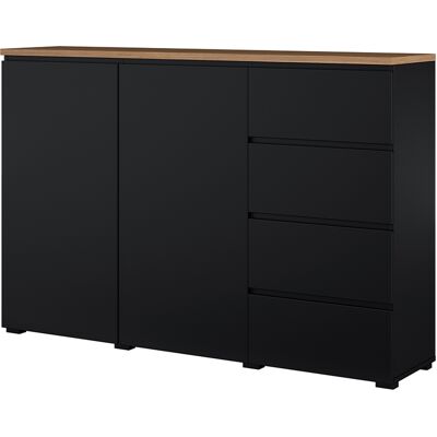 PETITS-MEUBLES Buffet 2 Ante 4 Cassetti Liko Nero E Marrone 100,4cm PETITS-MEUBLES Buffet 2 Ante 4 Cassetti Liko Nero E Marrone 100,4cm