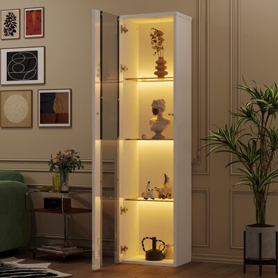 MODENVIE Vetrina Con 4 Ripiani, Porta Trasparente E Led Regolabile Con Telecomando E Applicazione, 40 X 29 X 170 Cm MODENVIE Vetrina Con 4 Ripiani, Porta Trasparente E Led Regolabile Con Telecomando E Applicazione, 40 X 29 X 170 Cm