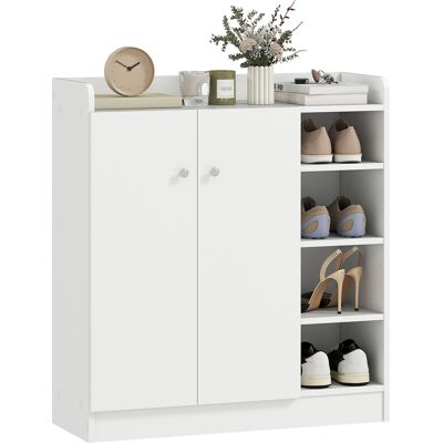 OEM Scarpiera Ingresso Con 4 Ripiani Aperti, Scarpiera Armadio Multiuso Con Armadietto A 2 Ante E Ripiani Regolabili, Porta Scarpe Salvaspazio Per 12 Paia, 83x30x90 Cm, Bianco OEM Scarpiera Ingresso Con 4 Ripiani Aperti, Scarpiera Armadio Multiuso Con Armadietto A 2 Ante E Ripiani Regolabili, Porta Scarpe Salvaspazio Per 12 Paia, 83x30x90 Cm, Bianco